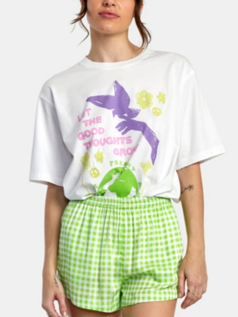 RVCA Sawyer Shorts Gingham Green Medium